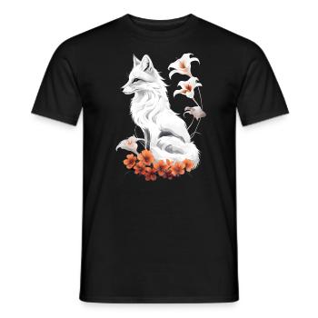Fox Lover Woodland Flowers Art Foxes Cute Fox - Men's T-Shirt - black - Front - AI Model Male 178 light (178cm)