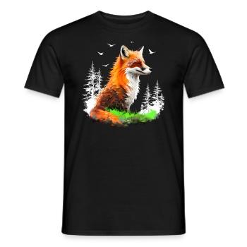 Fox Lover Woodland Flowers Art Foxes Cute Fox - Men's T-Shirt - black - Front - AI Model Male 178 light (178cm)