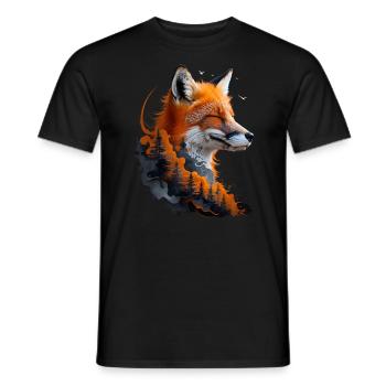 Fox Lover Woodland Flowers Art Foxes Cute Fox - Men's T-Shirt - black - Front - AI Model Male 178 light (178cm)