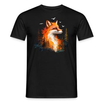 Fox Lover Woodland Flowers Art Foxes Cute Fox - Men's T-Shirt - black - Front - AI Model Male 178 light (178cm)