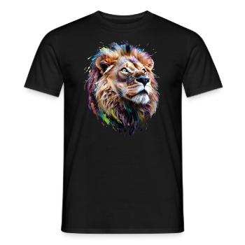 Lion Lover Wildlife Safari Art Lion Colorful - Men's T-Shirt - black - Front - AI Model Male 178 light (178cm)
