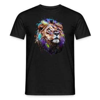 Lion Lover Wildlife Safari Art Lion Colorful - Men's T-Shirt - black - Front - AI Model Male 178 light (178cm)