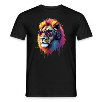 Lion Lover Faune Safari Art Lion Coloré - T-shirt homme - noir - Devant - AI Model Male 178 light (178cm)