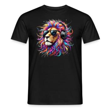 Lion Lover Wildlife Safari Art Lion Colorful - Men's T-Shirt - black - Front - AI Model Male 178 light (178cm)
