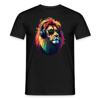 Lion Lover Wildlife Safari Art Lion Colorful - Men's T-Shirt - black - Front - AI Model Male 178 light (178cm)