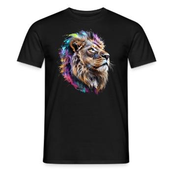 Lion Lover Wildlife Safari Art Lion Colorful - Men's T-Shirt - black - Front - AI Model Male 178 light (178cm)