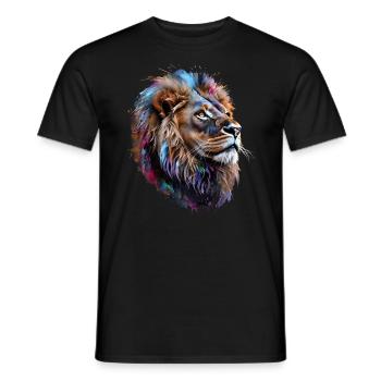 Lion Lover Wildlife Safari Art Lion Colorful - Men's T-Shirt - black - Front - AI Model Male 178 light (178cm)
