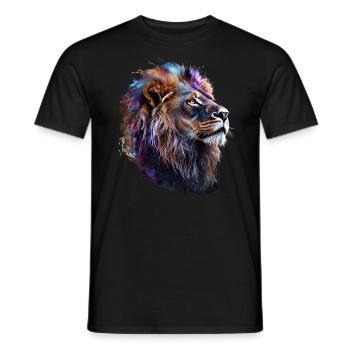 Lion Lover Wildlife Safari Art Lion Colorful - Men's T-Shirt - black - Front - AI Model Male 178 light (178cm)