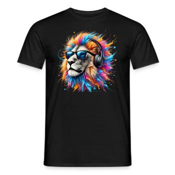 Lion Lover Wildlife Safari Art Lion Colorful - Men's T-Shirt - black - Front - AI Model Male 178 light (178cm)