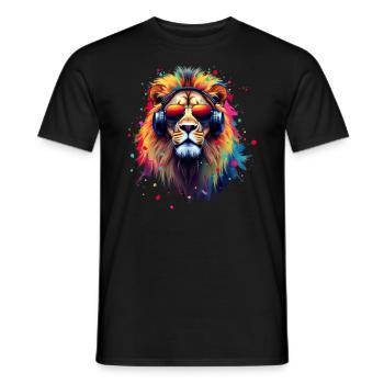 Lion Lover Wildlife Safari Art Lion Colorful - Men's T-Shirt - black - Front - AI Model Male 178 light (178cm)