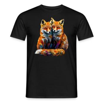 Funny Fox Fox Art Animal Nature Wildlife Animals - Men's T-Shirt - black - Front - AI Model Male 178 light (178cm)