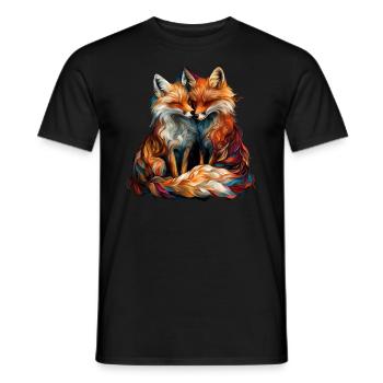 Funny Fox Fox Art Animal Nature Wildlife Animals - Men's T-Shirt - black - Front - AI Model Male 178 light (178cm)