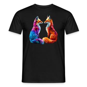 Funny Fox Fox Art Animal Nature Wildlife Animals - Men's T-Shirt - black - Front - AI Model Male 178 light (178cm)