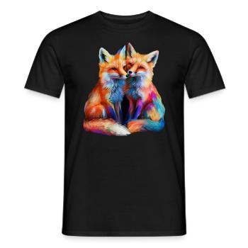 Funny Fox Fox Art Animal Nature Wildlife Animals - Men's T-Shirt - black - Front - AI Model Male 178 light (178cm)