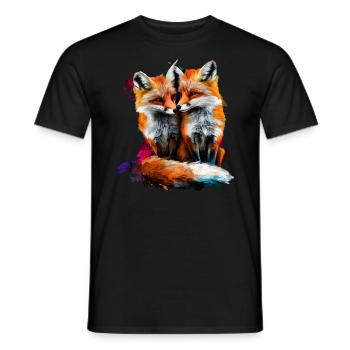 Funny Fox Fox Art Animal Nature Wildlife Animals - Men's T-Shirt - black - Front - AI Model Male 178 light (178cm)