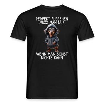 chien drôle disant amoureux des animaux chien drôle chien - T-shirt homme - noir - Devant - AI Model Male 178 light (178cm)