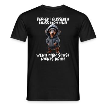 chien drôle disant amoureux des animaux chien drôle chien - T-shirt homme - noir - Devant - AI Model Male 178 light (178cm)