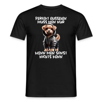 chien drôle disant amoureux des animaux chien drôle chien - T-shirt homme - noir - Devant - AI Model Male 178 light (178cm)