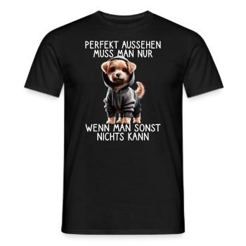 chien drôle disant amoureux des animaux chien drôle chien - T-shirt homme - noir - Devant - AI Model Male 178 light (178cm)