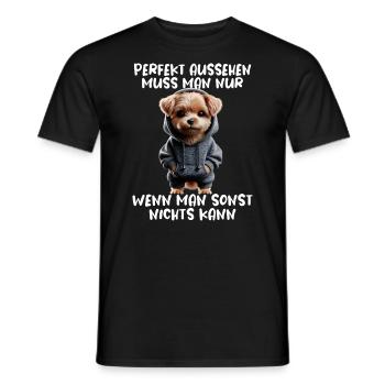 chien drôle disant amoureux des animaux chien drôle chien - T-shirt homme - noir - Devant - AI Model Male 178 light (178cm)