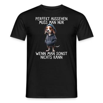 chien drôle disant amoureux des animaux chien drôle chien - T-shirt homme - noir - Devant - AI Model Male 178 light (178cm)
