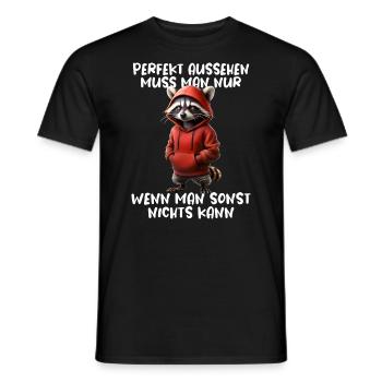 Drôle de raton laveur disant Amoureux des animaux Drôle de raton laveur - T-shirt homme - noir - Devant - AI Model Male 178 light (178cm)