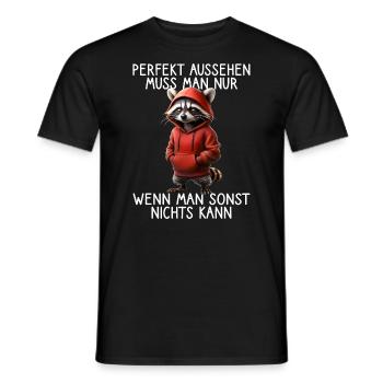 Drôle de raton laveur disant Amoureux des animaux Drôle de raton laveur - T-shirt homme - noir - Devant - AI Model Male 178 light (178cm)