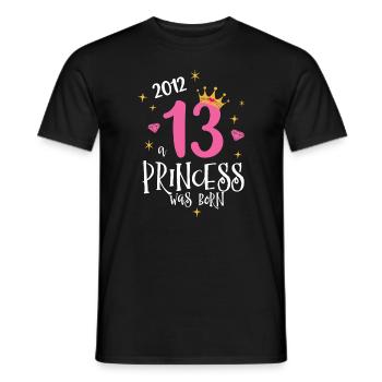 13th Birthday A Princess Born 2012 - Men's T-Shirt - black - Front - AI Model Male 178 light (178cm)