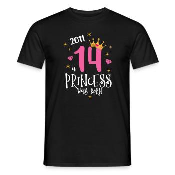 14e anniversaire Une princesse née en 2011 - T-shirt homme - noir - Devant - AI Model Male 178 light (178cm)