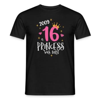 16e anniversaire Une princesse née en 2009 - T-shirt homme - noir - Devant - AI Model Male 178 light (178cm)