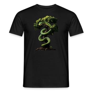 Green Tree Python Snakes Lover Terrarium - Men's T-Shirt - black - Front - AI Model Male 178 light (178cm)