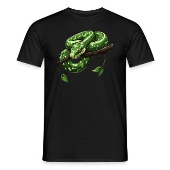 Grüner Baumpython Schlangen Liebhaber Terrarium - Männer T-Shirt - Schwarz - Vorne - AI Model Male 178 light (178cm)