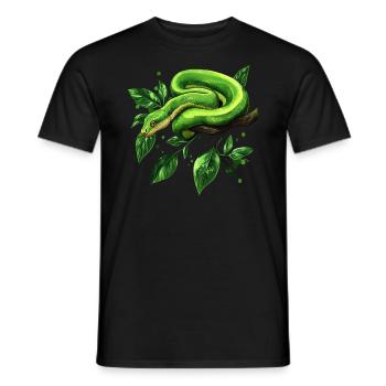 Green Tree Python Snakes Lover Terrarium - Men's T-Shirt - black - Front - AI Model Male 178 light (178cm)