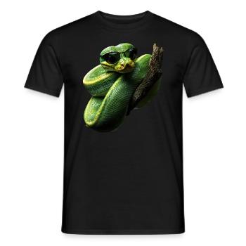 Green Tree Python Snakes Lover Terrarium - Men's T-Shirt - black - Front - AI Model Male 178 light (178cm)