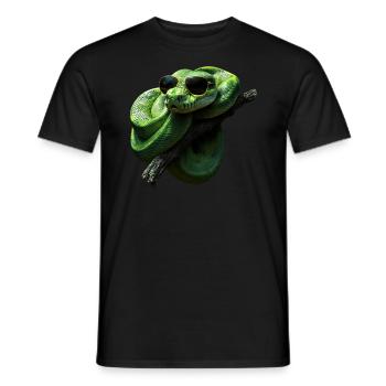 Grüner Baumpython Schlangen Liebhaber Terrarium - Männer T-Shirt - Schwarz - Vorne - AI Model Male 178 light (178cm)