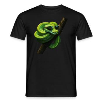 Grüner Baumpython Schlangen Liebhaber Terrarium - Männer T-Shirt - Schwarz - Vorne - AI Model Male 178 light (178cm)