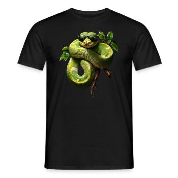 Green Tree Python Snakes Lover Terrarium - Men's T-Shirt - black - Front - AI Model Male 178 light (178cm)