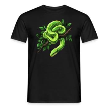 Green Tree Python Snakes Lover Terrarium - Men's T-Shirt - black - Front - AI Model Male 178 light (178cm)
