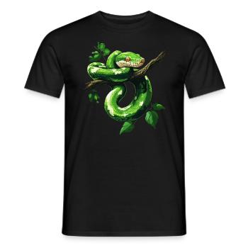 Green Tree Python Snakes Lover Terrarium - Men's T-Shirt - black - Front - AI Model Male 178 light (178cm)