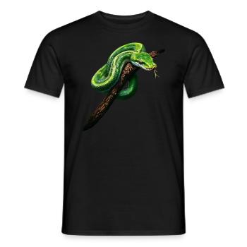 Grüner Baumpython Schlangen Liebhaber Terrarium - Männer T-Shirt - Schwarz - Vorne - AI Model Male 178 light (178cm)