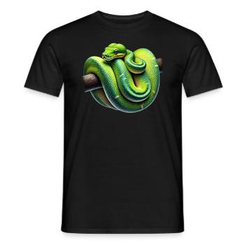 Green Tree Python Snakes Lover Terrarium - Men's T-Shirt - black - Front - AI Model Male 178 light (178cm)