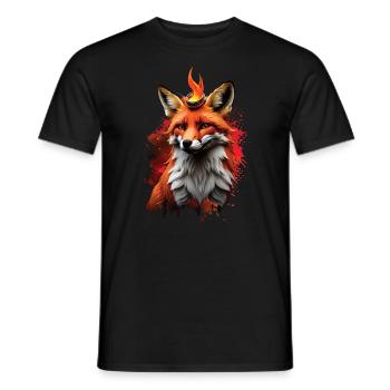 Funny Fox Fox Art Animal Nature Wildlife Animals - Men's T-Shirt - black - Front - AI Model Male 178 light (178cm)