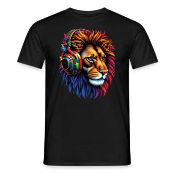 Lion Lover Wildlife Safari Art Lion Colorful - Men's T-Shirt - black - Front - AI Model Male 178 light (178cm)
