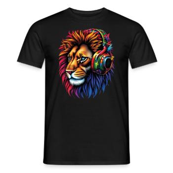 Lion Lover Wildlife Safari Art Lion Colorful - Men's T-Shirt - black - Front - AI Model Male 178 light (178cm)