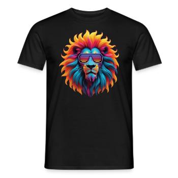 Lion Lover Wildlife Safari Art Lion Colorful - Men's T-Shirt - black - Front - AI Model Male 178 light (178cm)