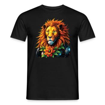 Lion Lover Wildlife Safari Art Lion Colorful - Men's T-Shirt - black - Front - AI Model Male 178 light (178cm)