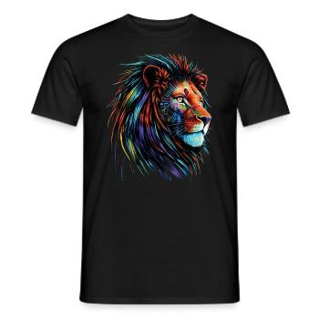 Lion Lover Wildlife Safari Art Lion Colorful - Men's T-Shirt - black - Front - AI Model Male 178 light (178cm)