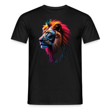 Lion Lover Wildlife Safari Art Lion Colorful - Men's T-Shirt - black - Front - AI Model Male 178 light (178cm)