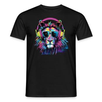Lion Lover Wildlife Safari Art Lion Colorful - Men's T-Shirt - black - Front - AI Model Male 178 light (178cm)