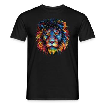 Lion Lover Faune Safari Art Lion Coloré - T-shirt homme - noir - Devant - AI Model Male 178 light (178cm)
